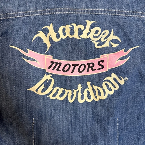 Pink Harley Davidson Jean button up 4T - Picture 2 of 4
